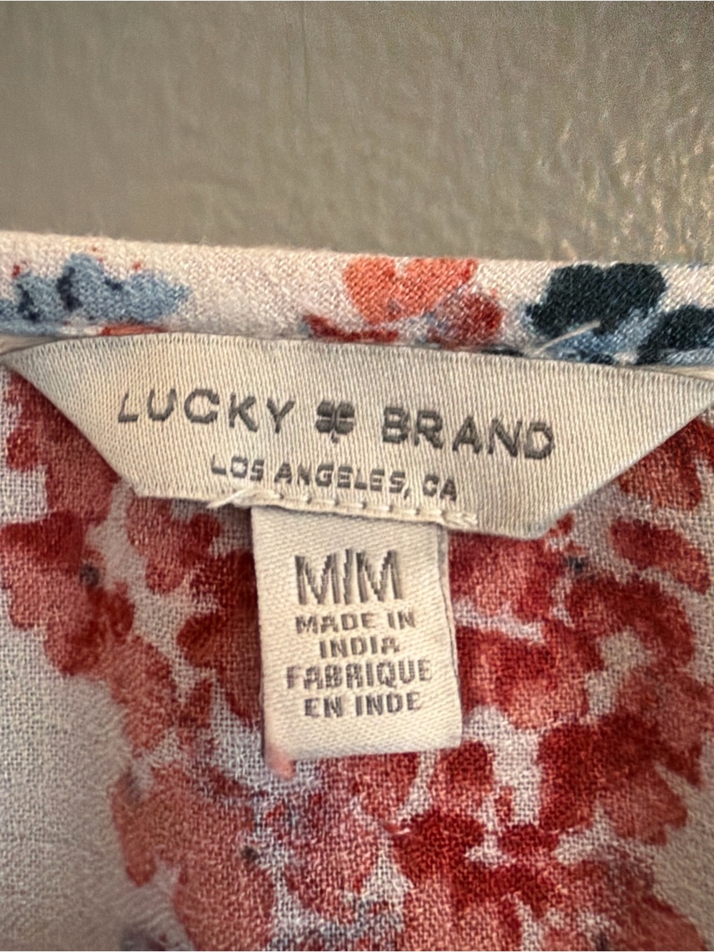 Lucky Brand Floral Tassel Tie Peasant Blouse 100% Viscose Boho Size Medium - Picture 8 of 9